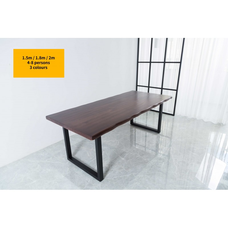 Solid Wooden Dining Table With Metal, Wooden Table Frame Design