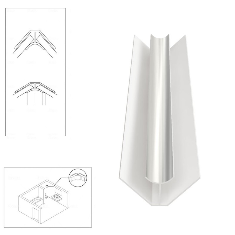 White Panel Trim Perfect For Bathroom Kitchen Shower Wall PVC Cladding Panels-10mm External Corner Edging Trim-100% Waterproof-Use with Claddtech Adhesive 