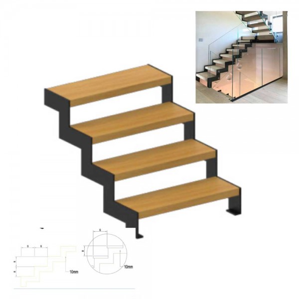 Zigzag Staircase (Double Plated)- Custom Made Bespoke Stairs / Staircases (Mono/single Stringer Staircase, Double Plate Stairs, Zigzag Stairs. Floating Staircase)