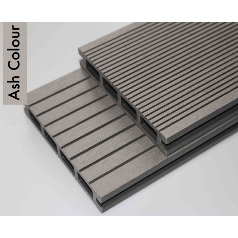 Composite Decking Board - Ash Grey Lined   Wood Grain Effect 3m 